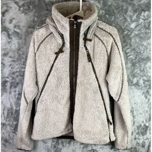 Kuhl Flight Jacket Womens XL Stone Beige Full Zip Sherpa Fleece High Pile Cozy